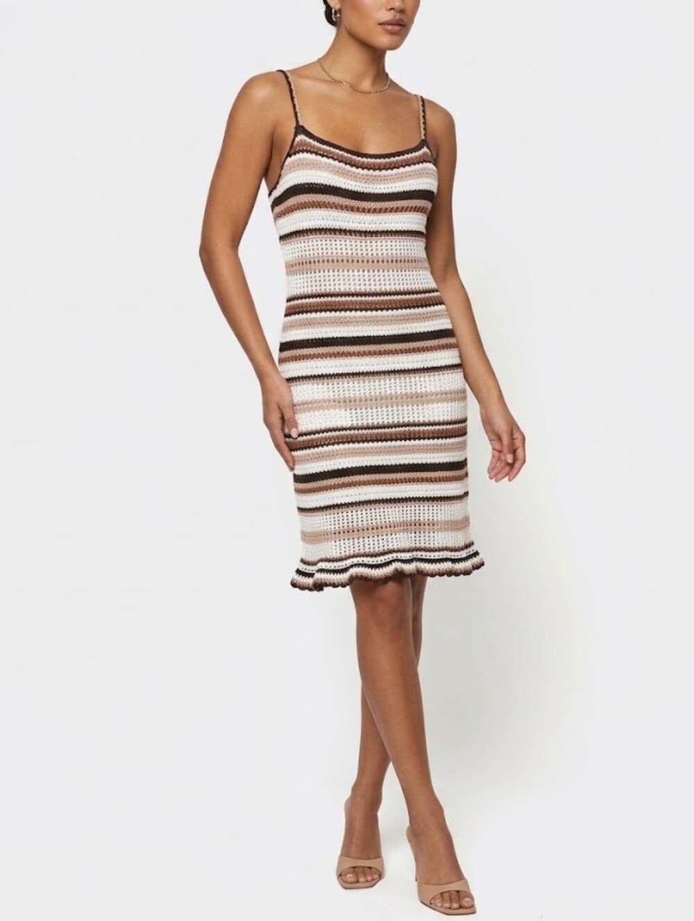 American Eagle Crocheted Striped Spaghetti Strap Cotton Dress Striped Cotton